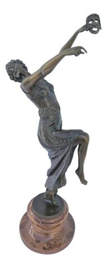 Art Deco Lady Sculpture,The Mask Dancer by Joe Descombs