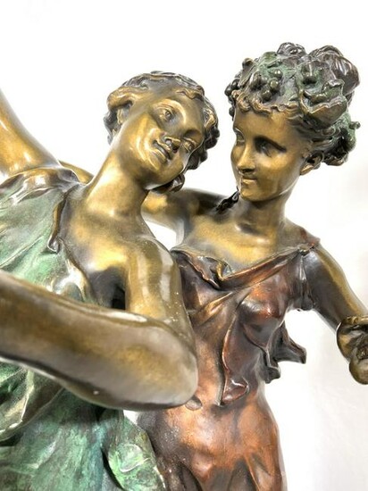 Attr H. DUMAIGE TAMBOURINE GIRLS Bronze Sculpt