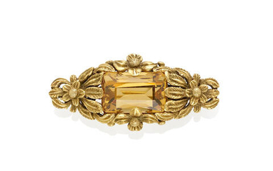 Attributed To Louis Comfort Tiffany: Citrine Brooch