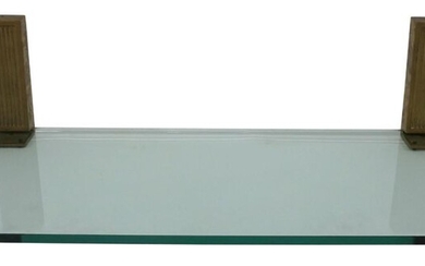 Attributed to Peter Ghyczy (b. 1940), wall mounted shelf, circa 1970, glass, brass, 24cm high, 100cm wide, 41cm deep
