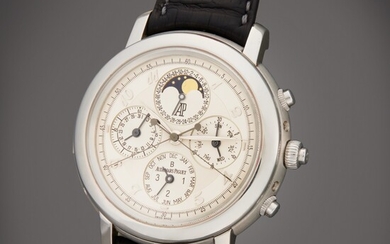Audemars Piguet Reference 25866PT.OO.D002CR.02 Jules Audemars Grande Complication | A platinum minute repeating perpetual calendar split second chronograph wristwatch with moon phase, week and leap-year indication, Circa 2008 | 愛彼 型號...