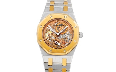 Audemars Piguet Royal Oak, Reference 14794PR | A limited edition platinum, pink gold and diamond-set skeletonised bracelet watch, Circa 1999 | 愛彼 | 皇家橡樹系列 型號14794PR | 限量版鉑金及粉紅金鑲鑽石鏤空鏈帶腕錶，約1999年製