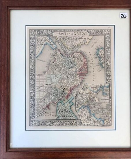 August Mitchel Jr. 1860 Framed Map Of Boston