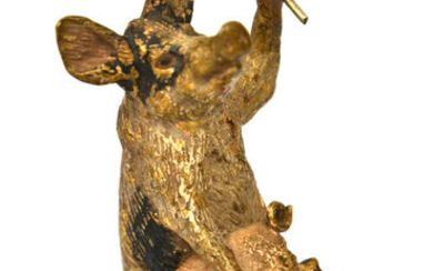 Austrian bronze miniature Pig with a piglet Beginning of the 20th century, Austria. Bronze. 6x3.8 cm