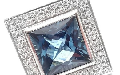 Authentic! Pasquale Bruni 18k White Gold Diamond London Blue Topaz Large Ring