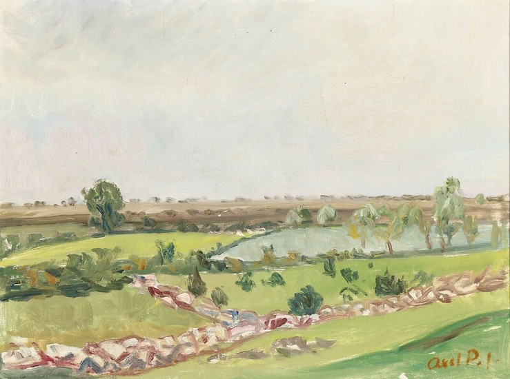 Axel P. Jensen: Landscape. Signed Axel P. J. Oil on canvas. 49×66 cm.