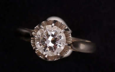 BAGUE solitaire en platine (850 millièmes) et or gris 18K (750 millièmes) ornée d'un diamant...