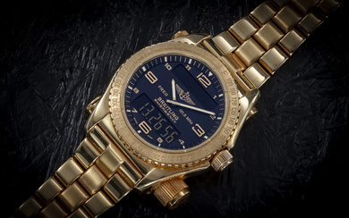 BREITLING, EMERGENCY, A LIMITED EDITION GOLD WRISTWATCH WITH DISTRESS BEACON...