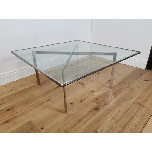 Barcelona Mies van der Rohe glass and chrome coffee table de...