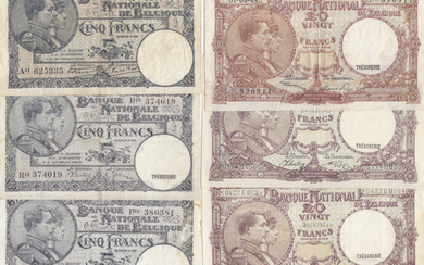 Belgium 5 & 20 Francs 1922-48 (6)