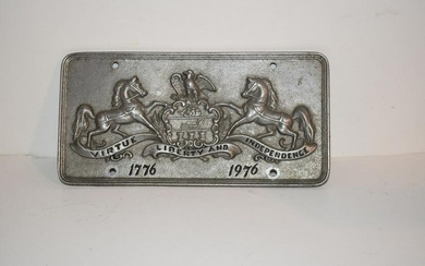 Bicentennial Pewter Booster License Plate Vintage 1776 1976 Pennsylvania Arms