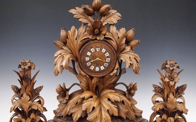 Black Forest Table Mantel Clock Set