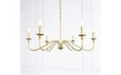 Brass Color Farmhouse Chandelier French Country Ceiling 6 Light Fixture 36 inch