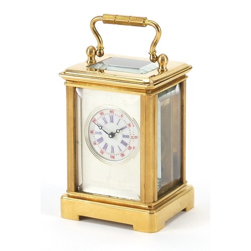 Brass cased miniature carriage clock, 6cm high