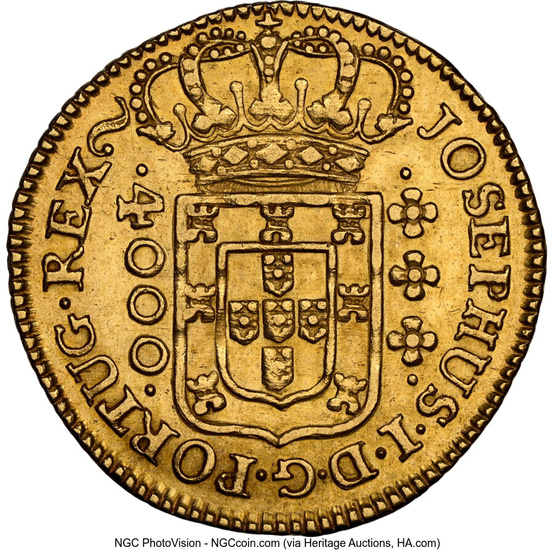 Brazil: , Jose I gold 4000 Reis 1771-(L) MS61 NGC,...
