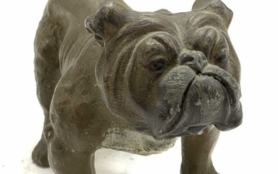 Bronze Patina Metal Bull Dog Figural