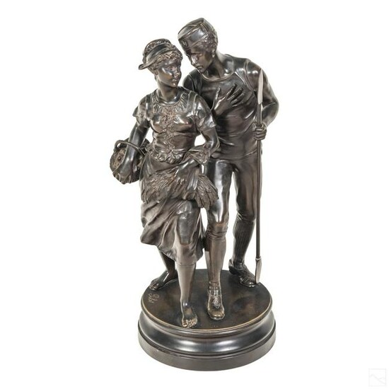 Bronze Sailor & Maiden Sculpture after Leon Pilet