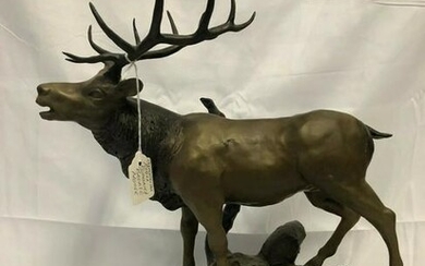Bronze Sculpture Canadian Elk by Roger Romanick