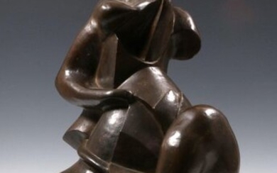 Bronze sculpture, abstracted female figure, h. 56 cm....