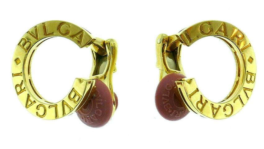 Bvlgari 18k Yellow Gold Half Hoop Clip On Earrings