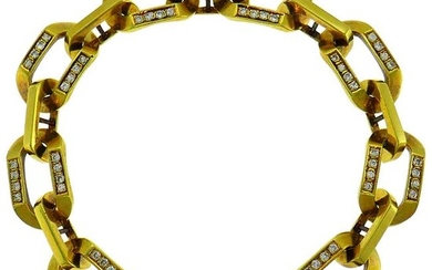 Bvlgari Diamond Yellow Gold Chain Link Bracelet 1980s