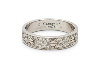 CARTIER LOVE WHITE GOLD & DIAMOND PAVE WEDDING BAND 52 Authentic Cartier ‘Love’ Wedding Band