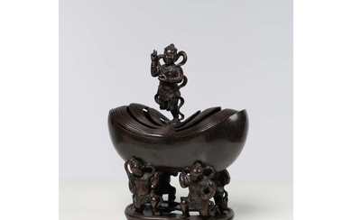 CHINA - 20th century Patinated bronze incense burner