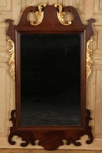 CHIPPENDALE STYLE MAHOGANY MIRROR CARVED BEVELED