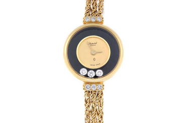 CHOPARD - a lady's yellow metal Happy Diamonds bracelet watch.