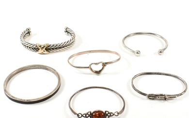 COLLECTION OF SILVER BANGLES & BRACELETS
