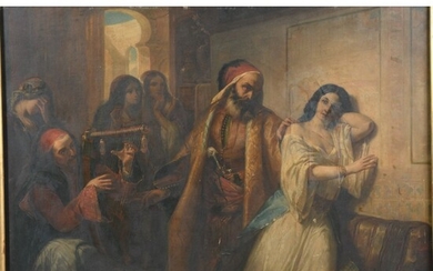 COMERRE Léon. (1850-1916). « La séduction du sultan ». Tableau exécuté d’après MULLER en 1867....