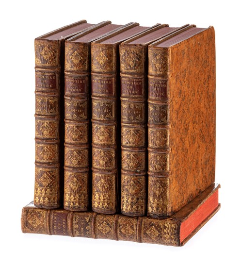 CONDÉ. Mémoires de Condé... Londres, Paris, Rollin, 1743. 6 vol. in-4° reliés plein veau brun marbré