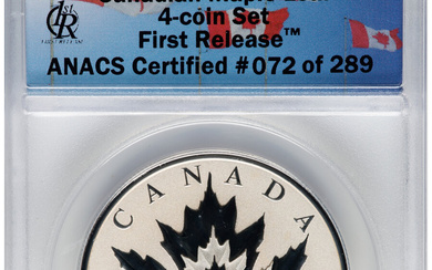 Canada: , Elizabeth II 4-Piece Certified silver "Maple Leaf" Reverse Proof Set 2017 PR70 Deep Cameo ANACS,... (Total: 4 coins)