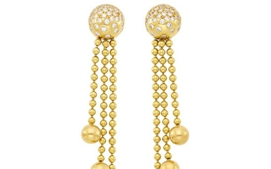 Cartier Pair of Gold and Diamond 'Draperie' Earrings, France
