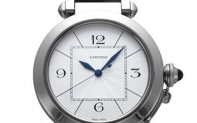 Cartier Pasha W30187M9 silver dial White Gold Automatic Mens Watch