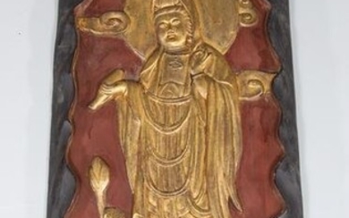Carved Guanyin Relief Panel
