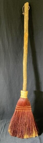 Carved Wood Folk Art Broom