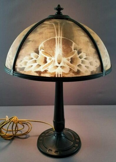 Cast Iron Table Lamp with Glass Shade