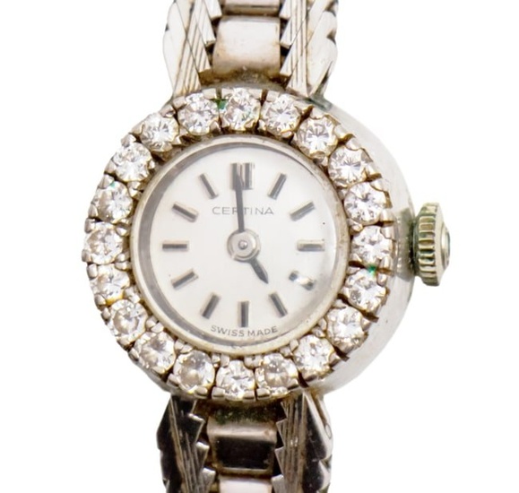 Certina White Gold Diamond Ladies Wrist Watch.
