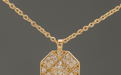 Chain with art deco style pendant in 18kt yellow gold...