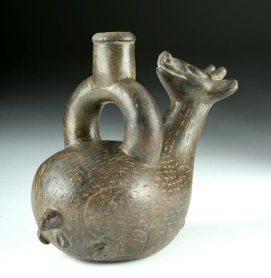 Chavin Pottery Stirrup Vessel - Deer Form