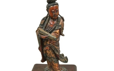 Chinese 19th C. Polychrome Woman Sculpture