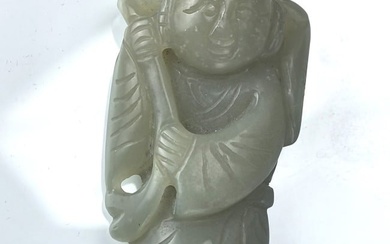 Chinese Celadon Jade Carved Statue of Boy