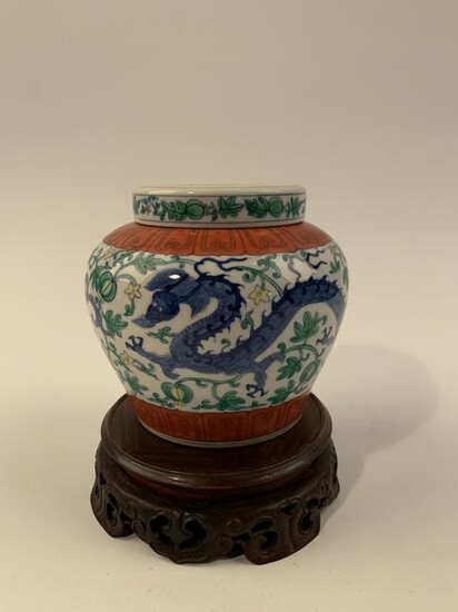 Chinese Doucai Dragon Jar with Tian Mark