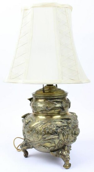 Chinese Figural Brass Censor Lamp