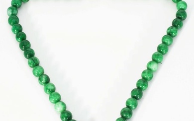 Chinese Green Jadeite Stone Necklace.