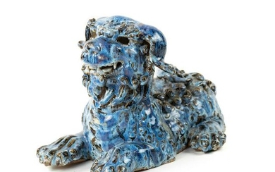 Chinese Majolica Pottery Foo Dog Lion Sculpture