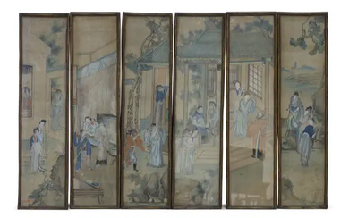 Chinese School, 19th century 'Narrative scenes from literature' Ink and colour on...