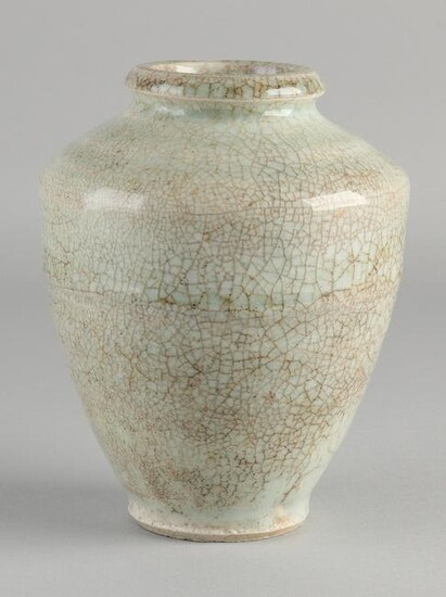 Chinese porcelain celadon vase with gray-green crackle