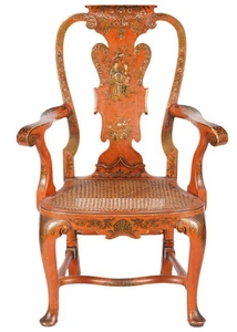 Chinoiserie Painted Vintage Arm Chair